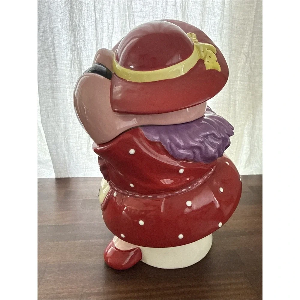 Vintage Mercuries Ceramic Kitchen Diva Red Hat Society Pig Cookie Jar With Spoon